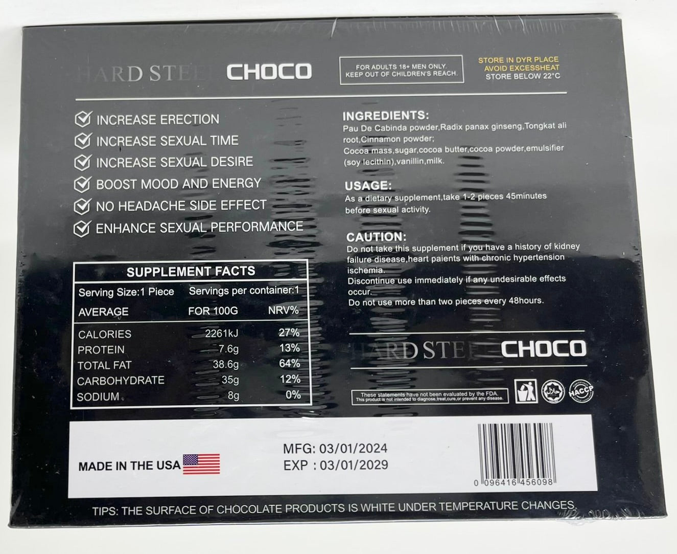 Hard Steel Choco Chocolate 10G Box of 12